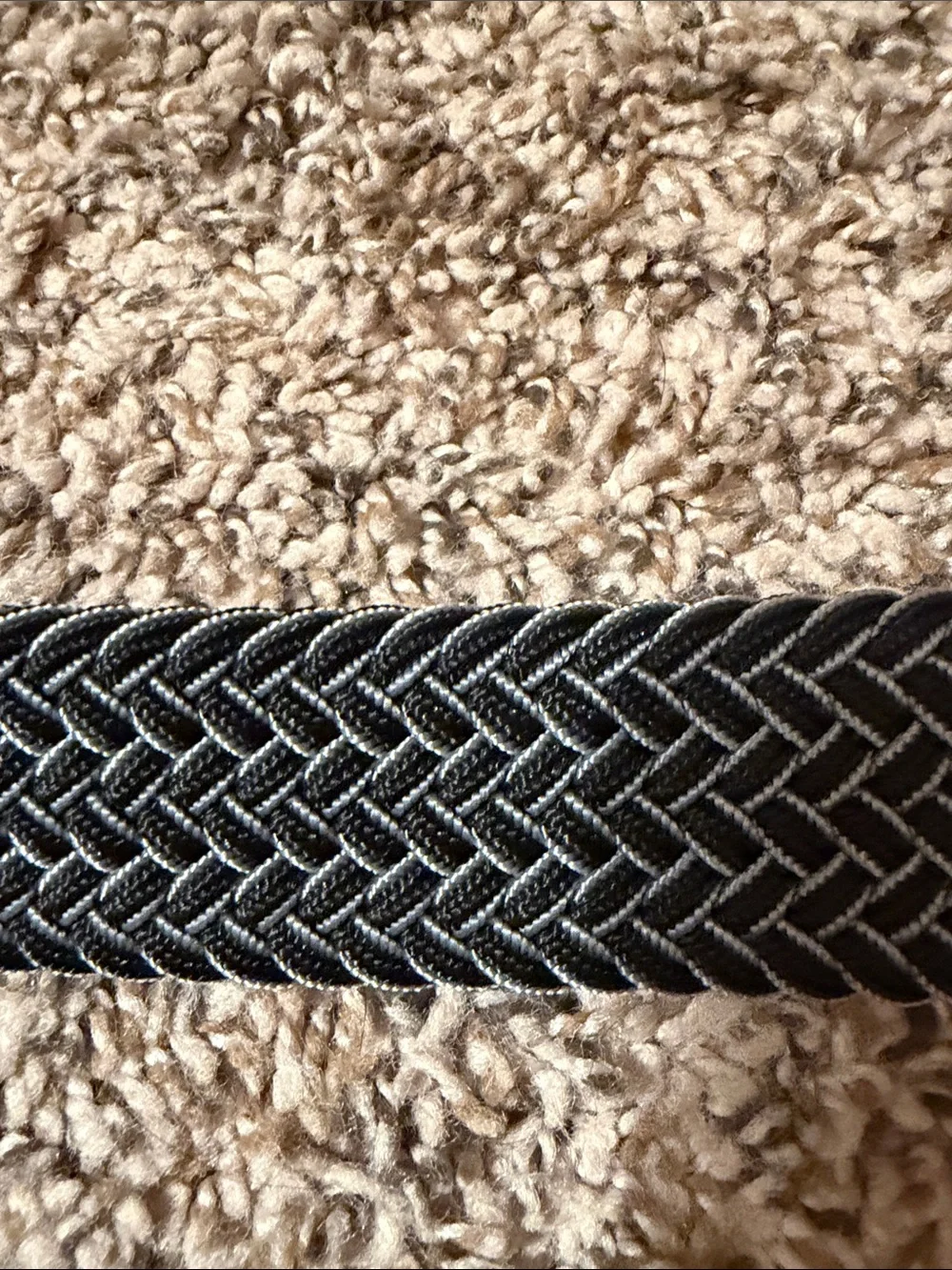 Tommy Bahama Black Braided Belt with Silver Buckle and leather trim